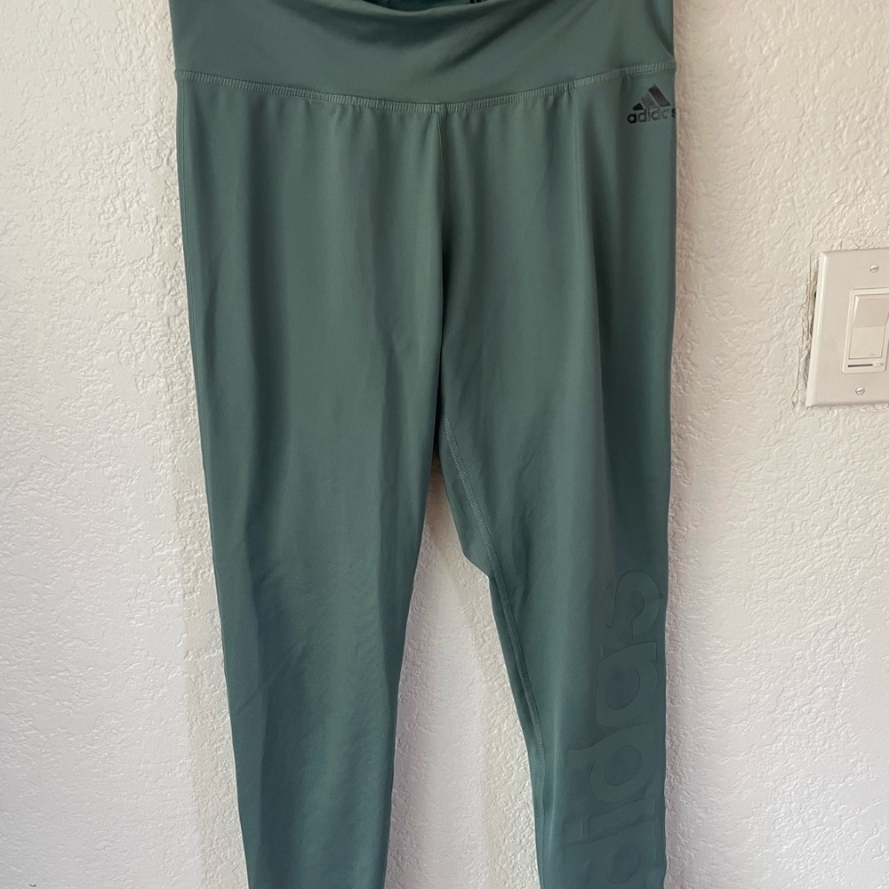 Adidas Green Leggings High-Rise Performance Fit